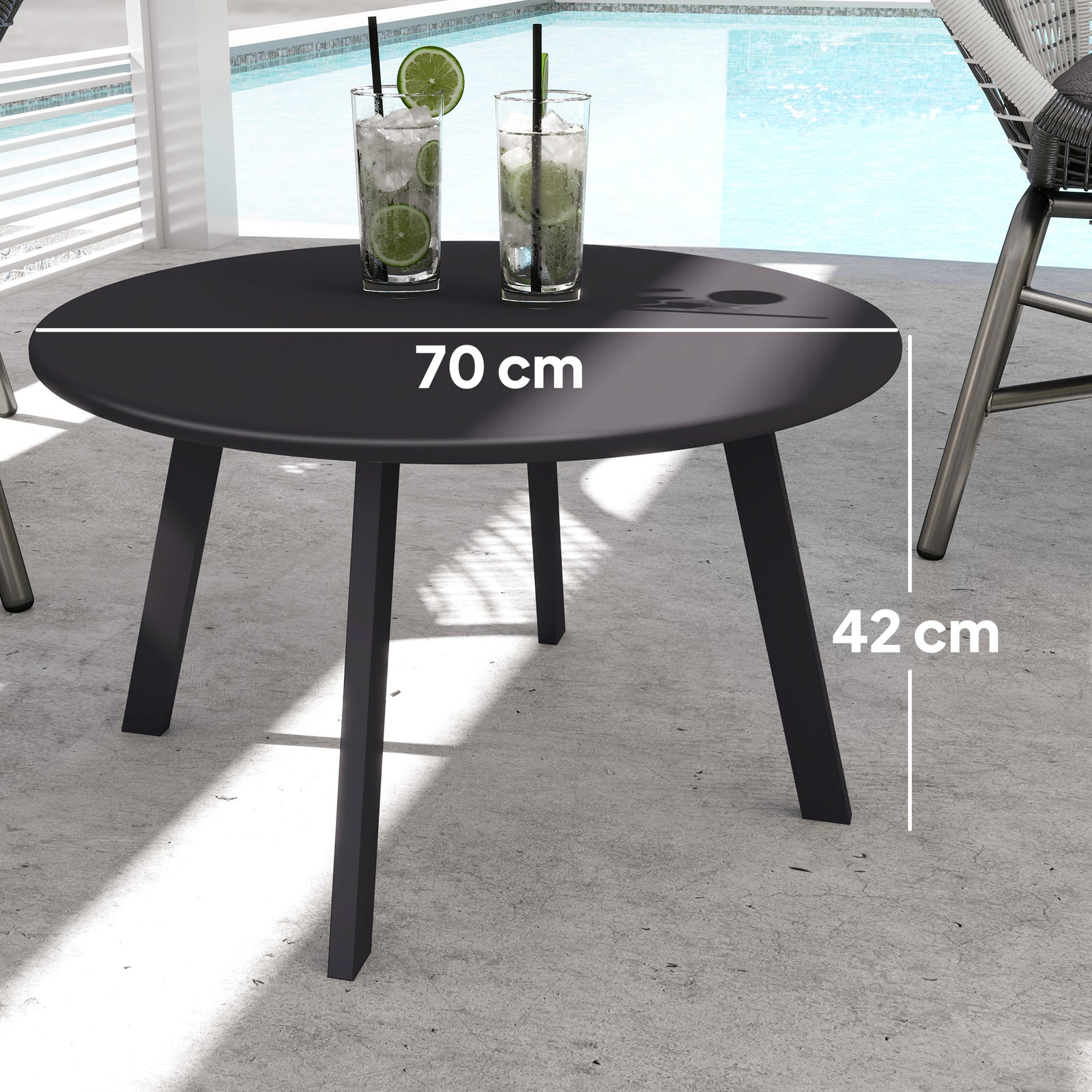 70cm Round Coffee Table W/ Non-slip Foot Pads