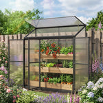 Outsunny Polycarbonate Greenhouse With 3 Doors, Aluminium Walk-in Greenhouse