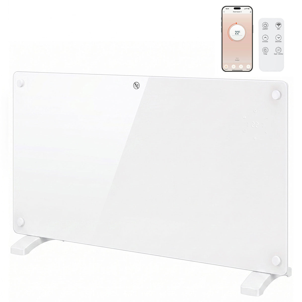 1500w Electric Space Heater Radiator Wifi Smart App | White