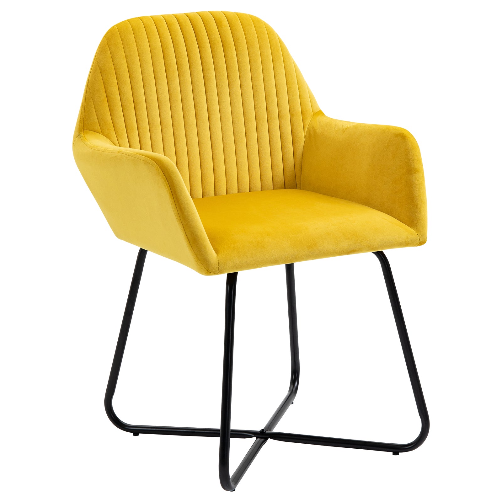 Accent Chair Velvet-feel Upholstered Lounge Armchair | One Size | Yellow