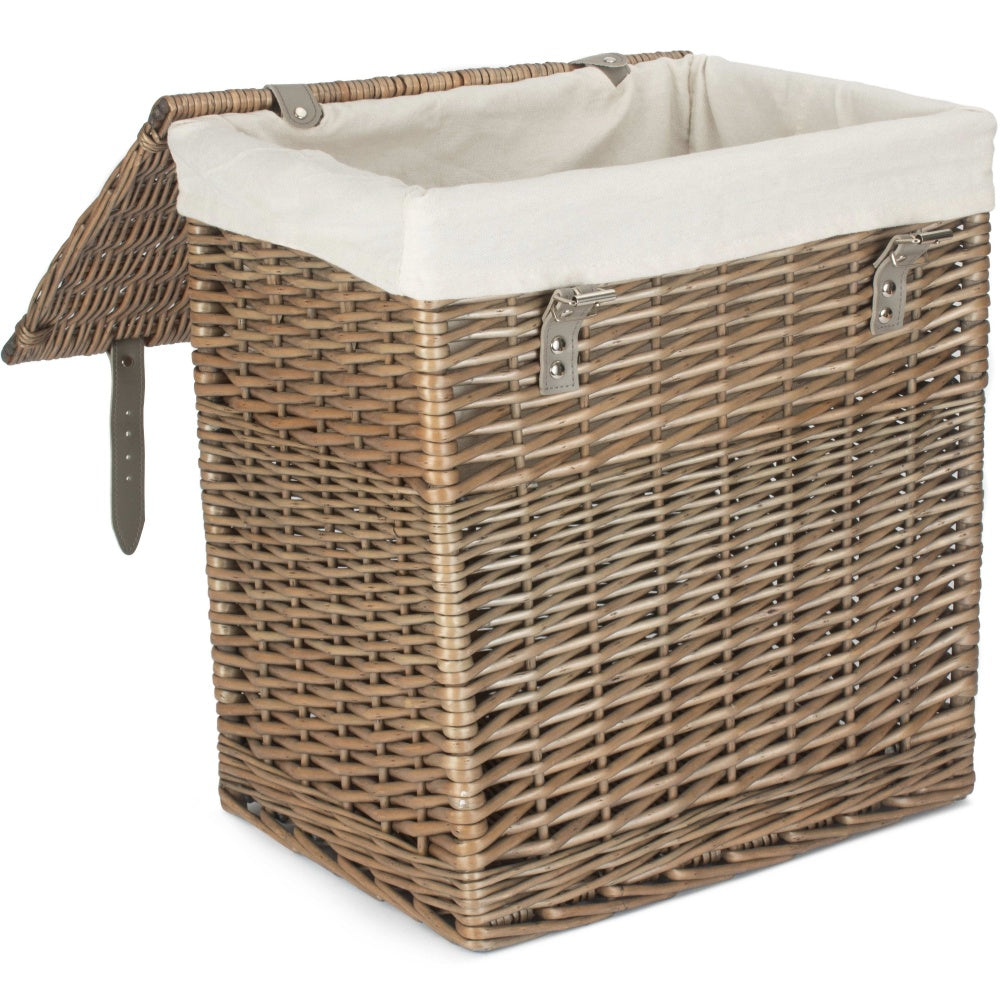White Cotton Lined Boutique Antique Wash Laundry Baskets | Small