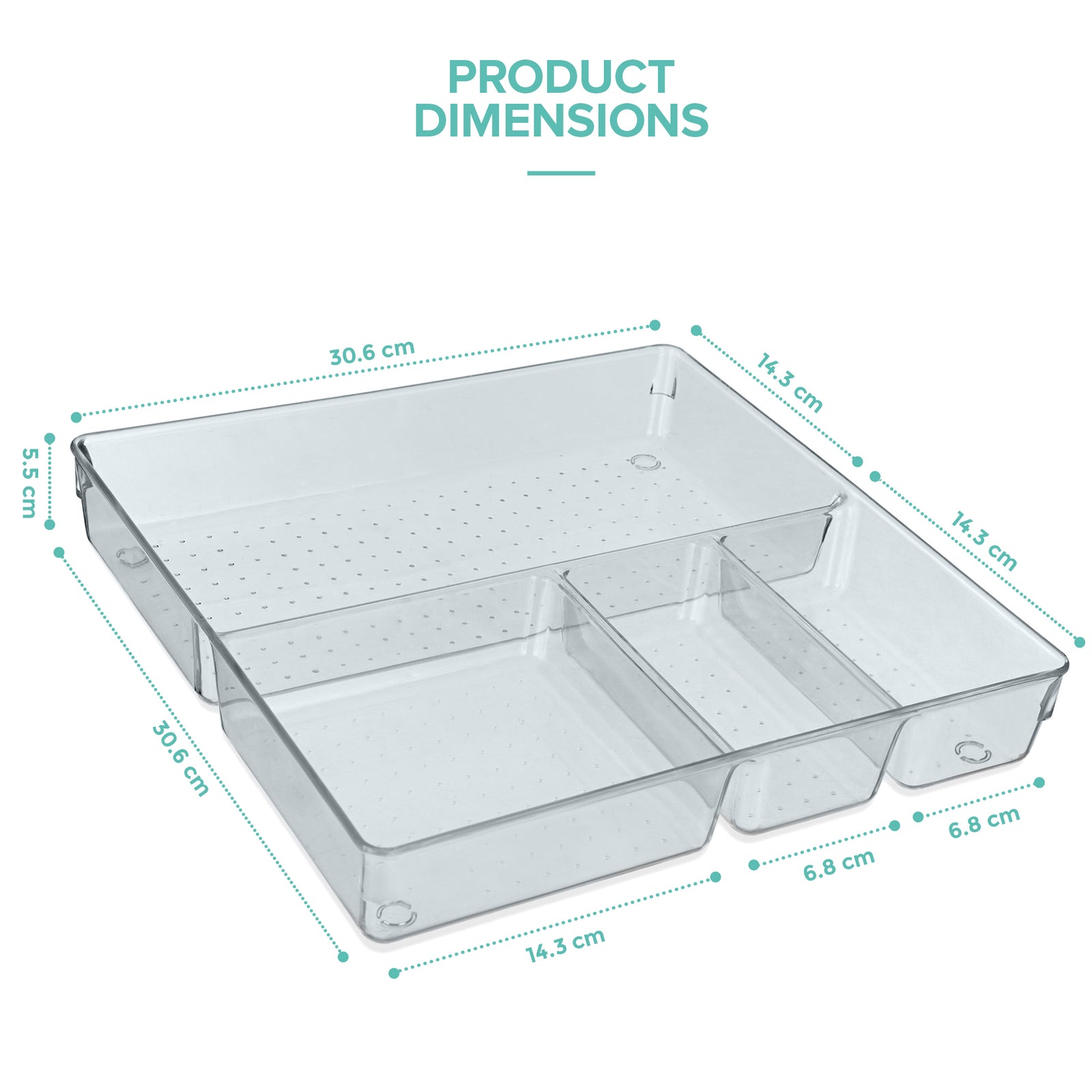 Drawer Organiser Tray - 4 Compartments