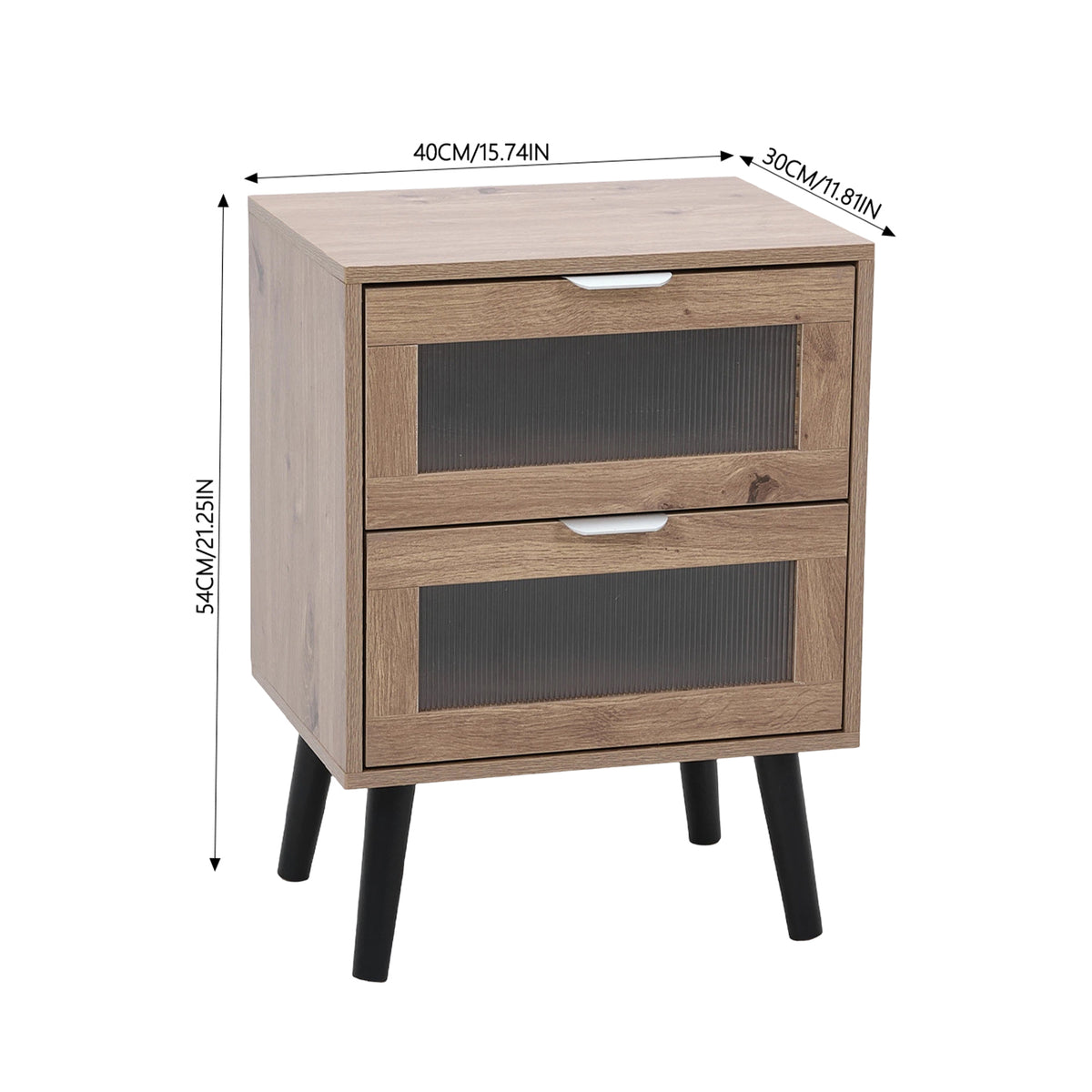 Breeins Modern Dual-drawer Bedside Table With Solid Wood Legs