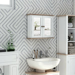 Bathroom Mirror Cabinet Wall Mounted W/ Double Door
