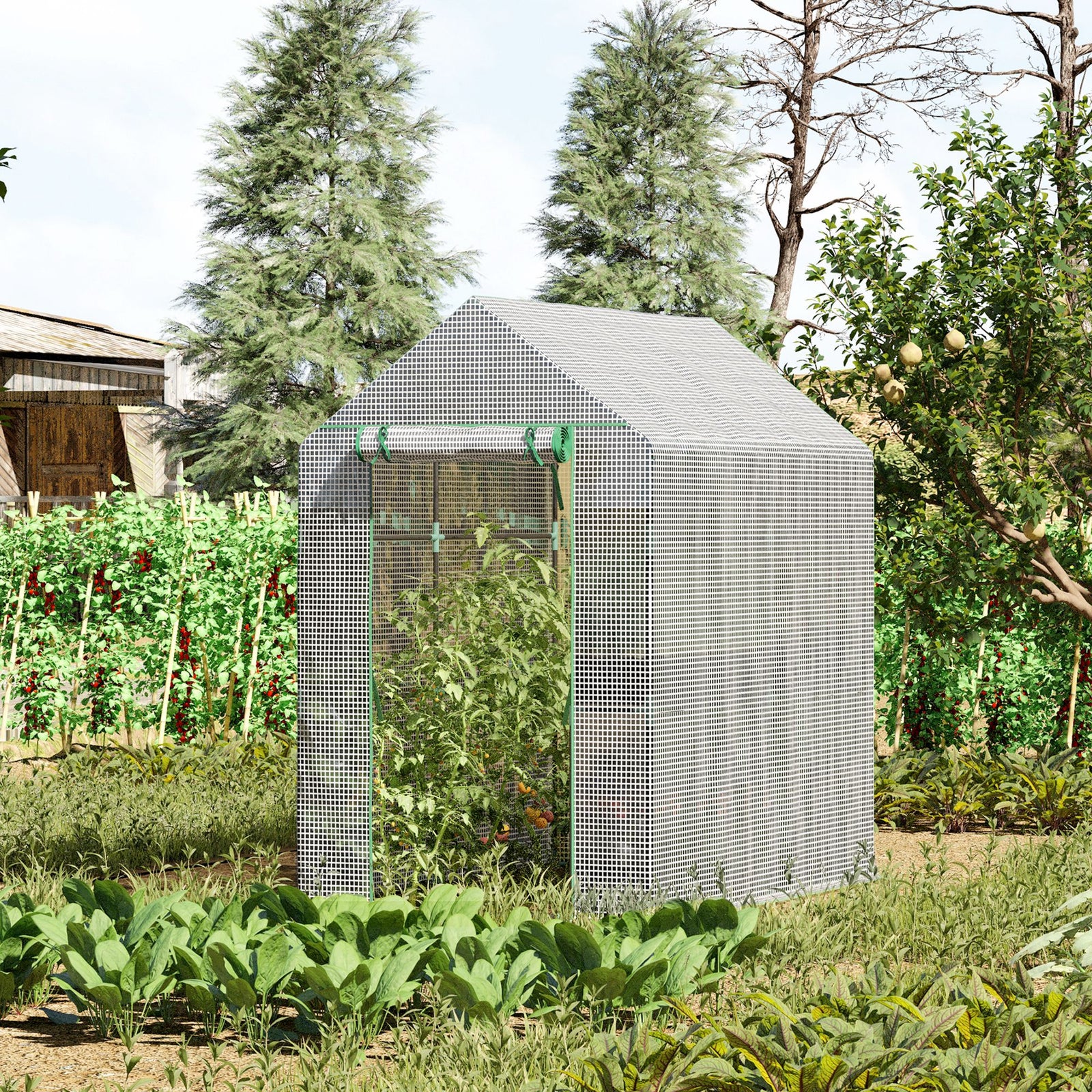 Walk-in Garden Greenhouse 186x120x190cm - White