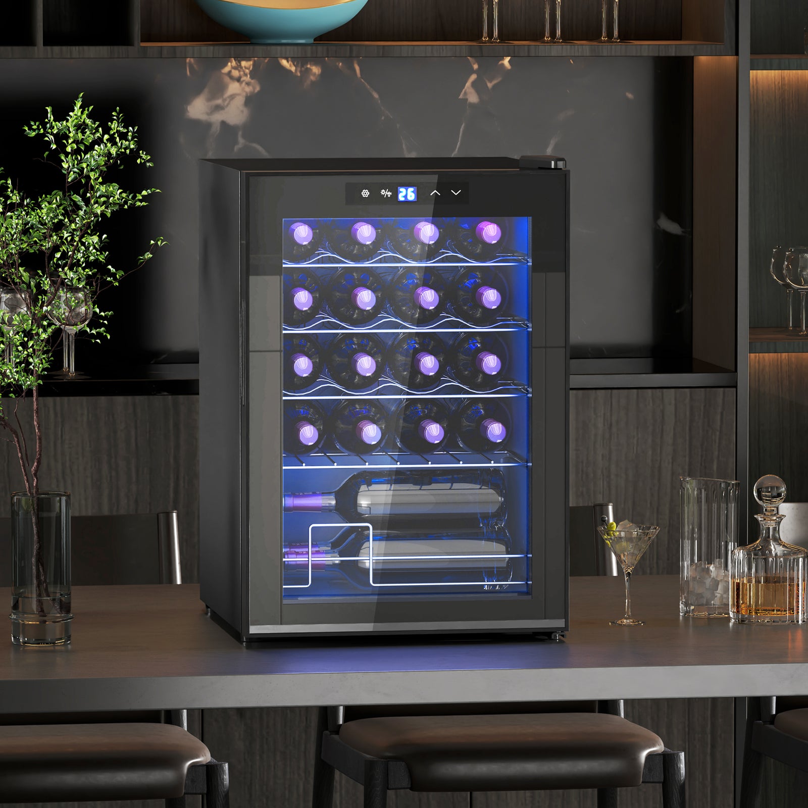 Freestanding Wine Cooler Fridge With Glass Door 20 Bottle