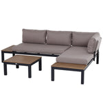 3pcs Garden Sofa Side Table Set W/ Cushions