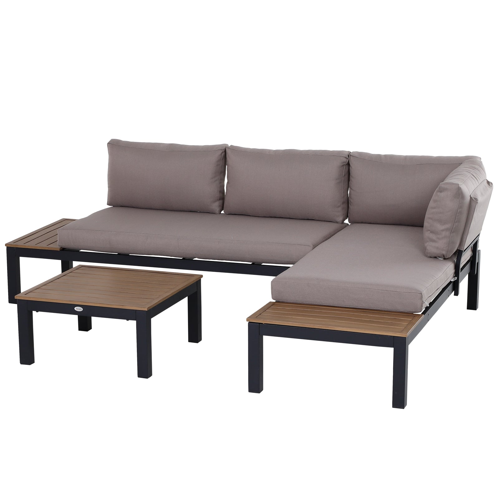 3pcs Garden Sofa Side Table Set W/ Cushions