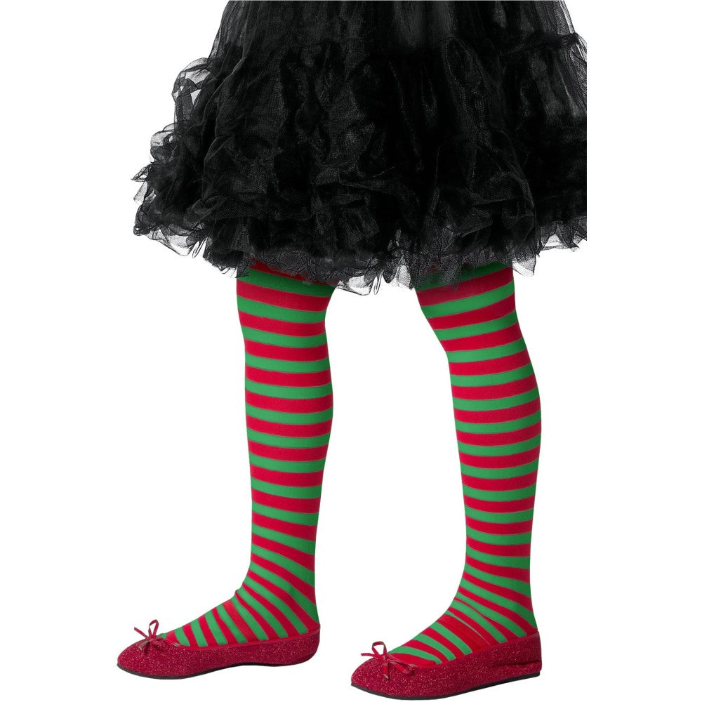 Striped Tights, Childs, Red & Green