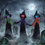 HOMCOM 48" Witches Holding Hands Halloween Decoration Light Up Animated Prop