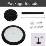 Breeins 90cm Dia X 75cm H Round Dining Table, Black Rim Tempered Glass Top With Clear Center, Modern Pedestal Base Glass Dining Table