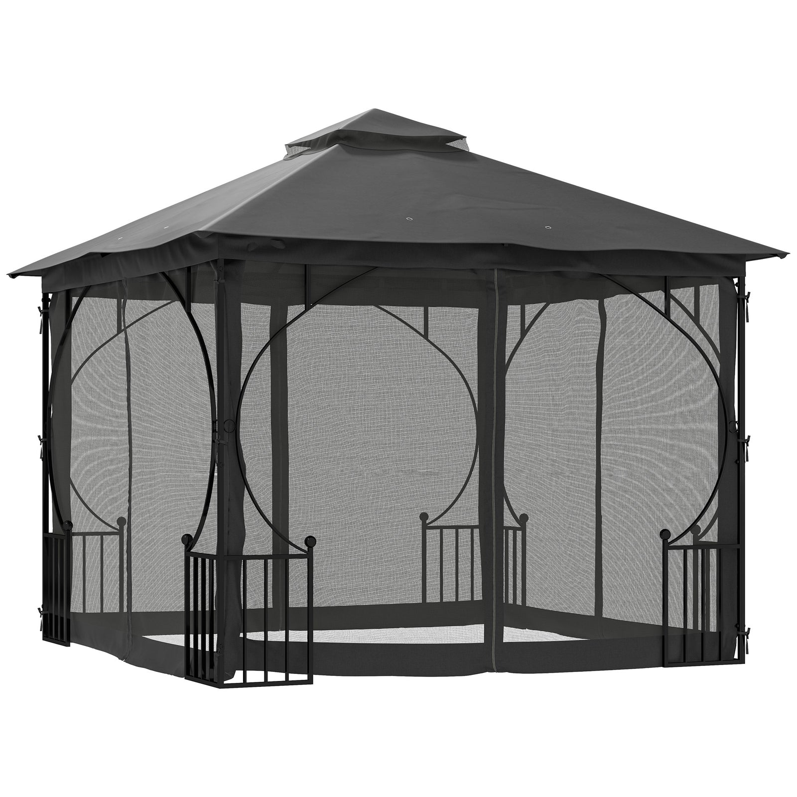 3x3m Garden Gazebo, Double Tier Sun Shade