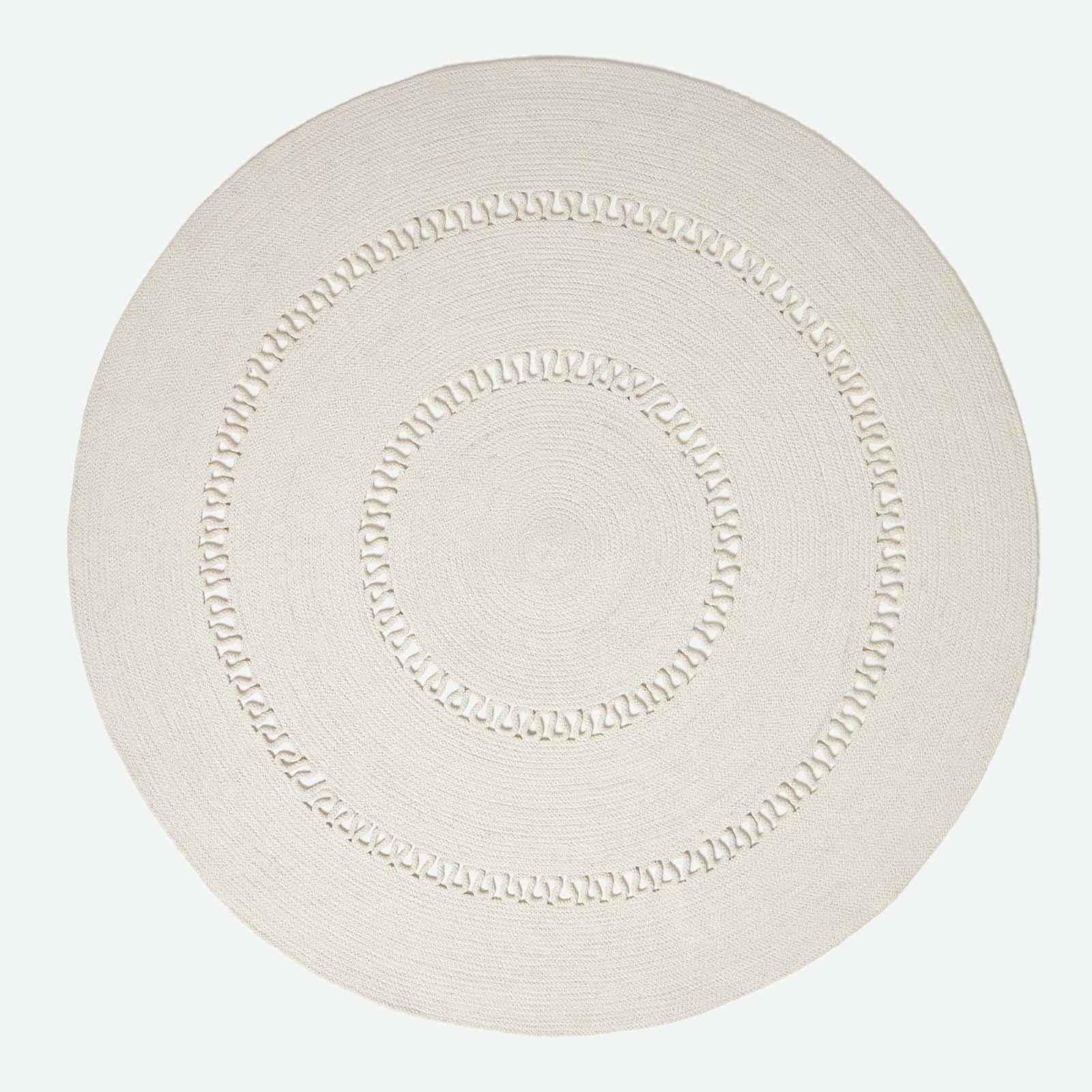 Crochet Braided Round Rug | 120cm | Natural