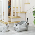 Stainless Steel Cat Litter Box With High Sides, 43 X 33 X 25 Cm | Grey