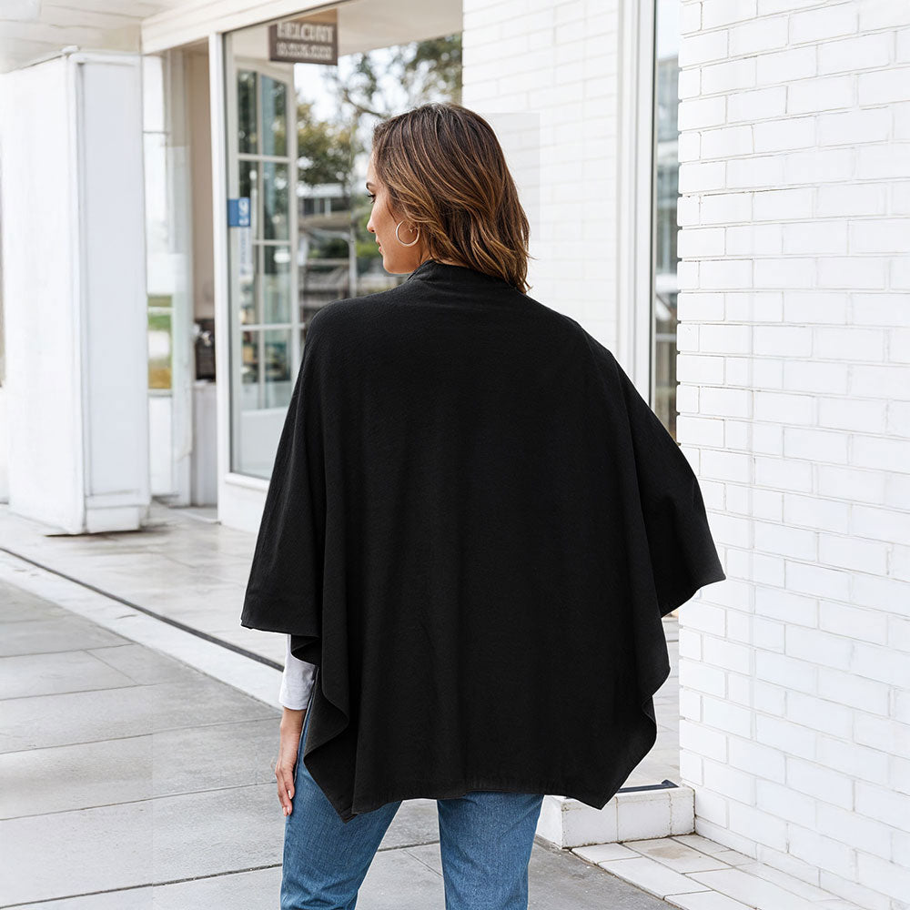 Elegant Cross Front Shawl Wrap | Black