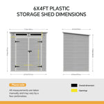 6 X 4ft Outdoor Garden Pent Roof Tool Storage Shed | Light Grey