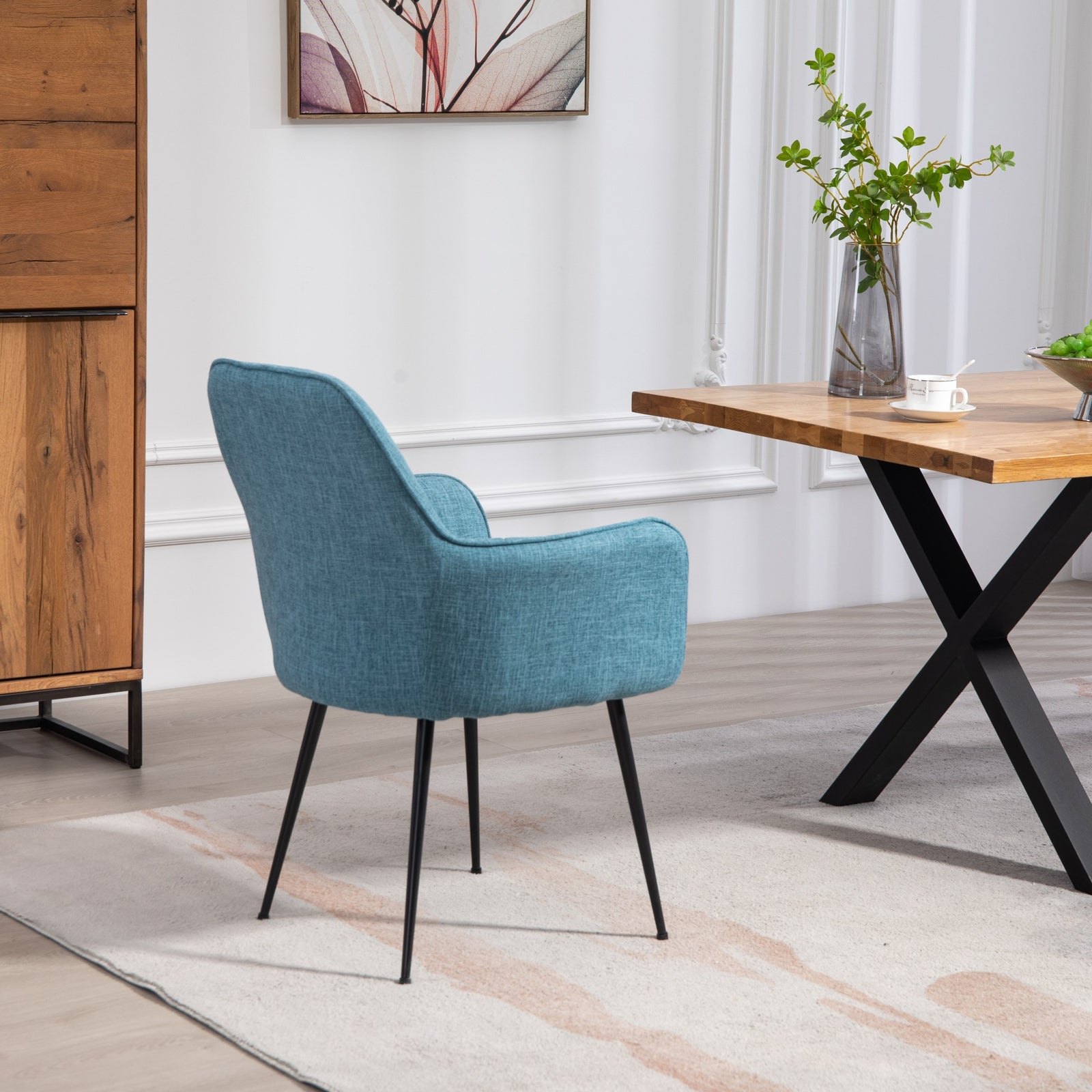 Set Of 2 Carrara Fabric Dining Chairs | Teal