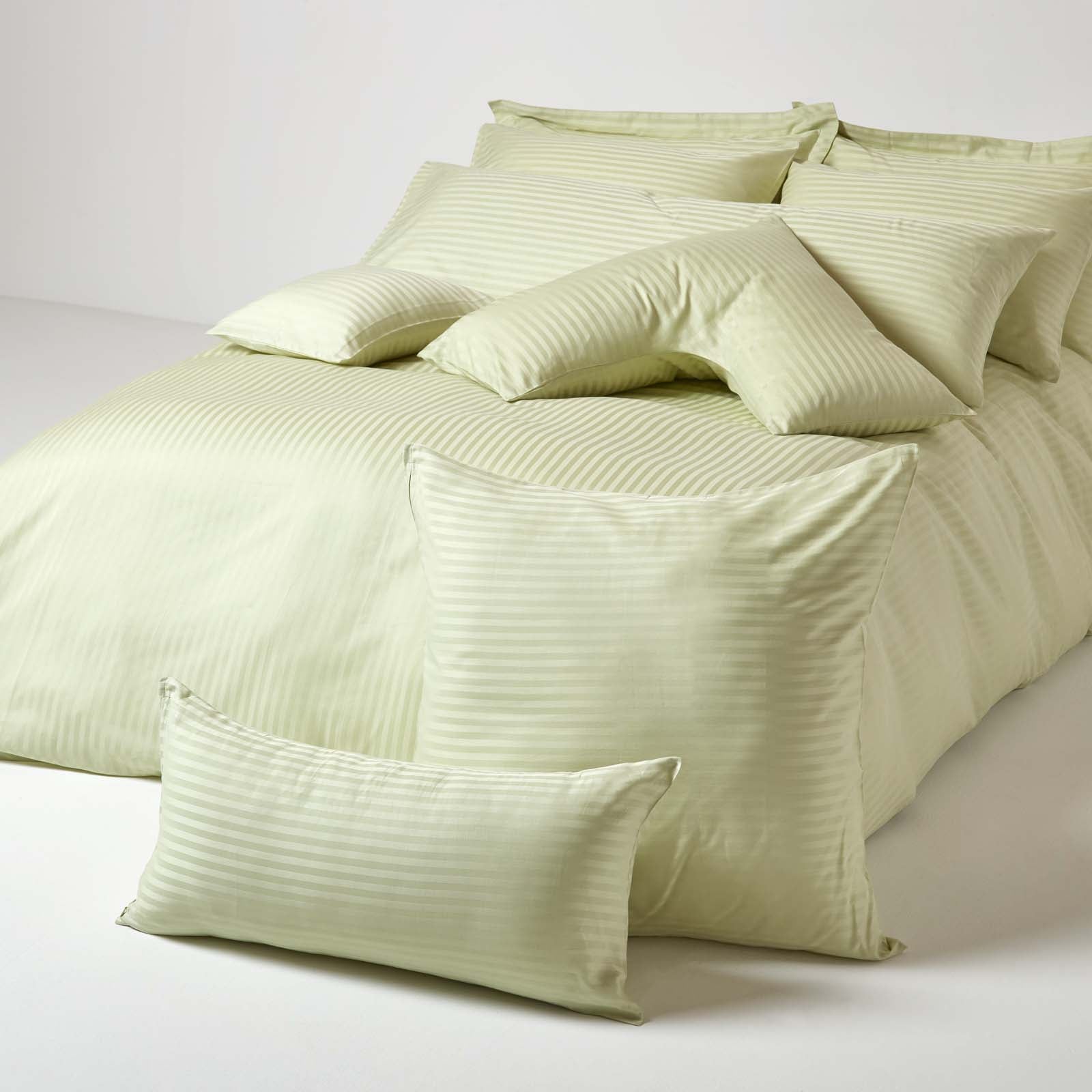 Egyptian Cotton Satin Stripe Housewife Pillowcase 330 Tc | Body | Sage Green