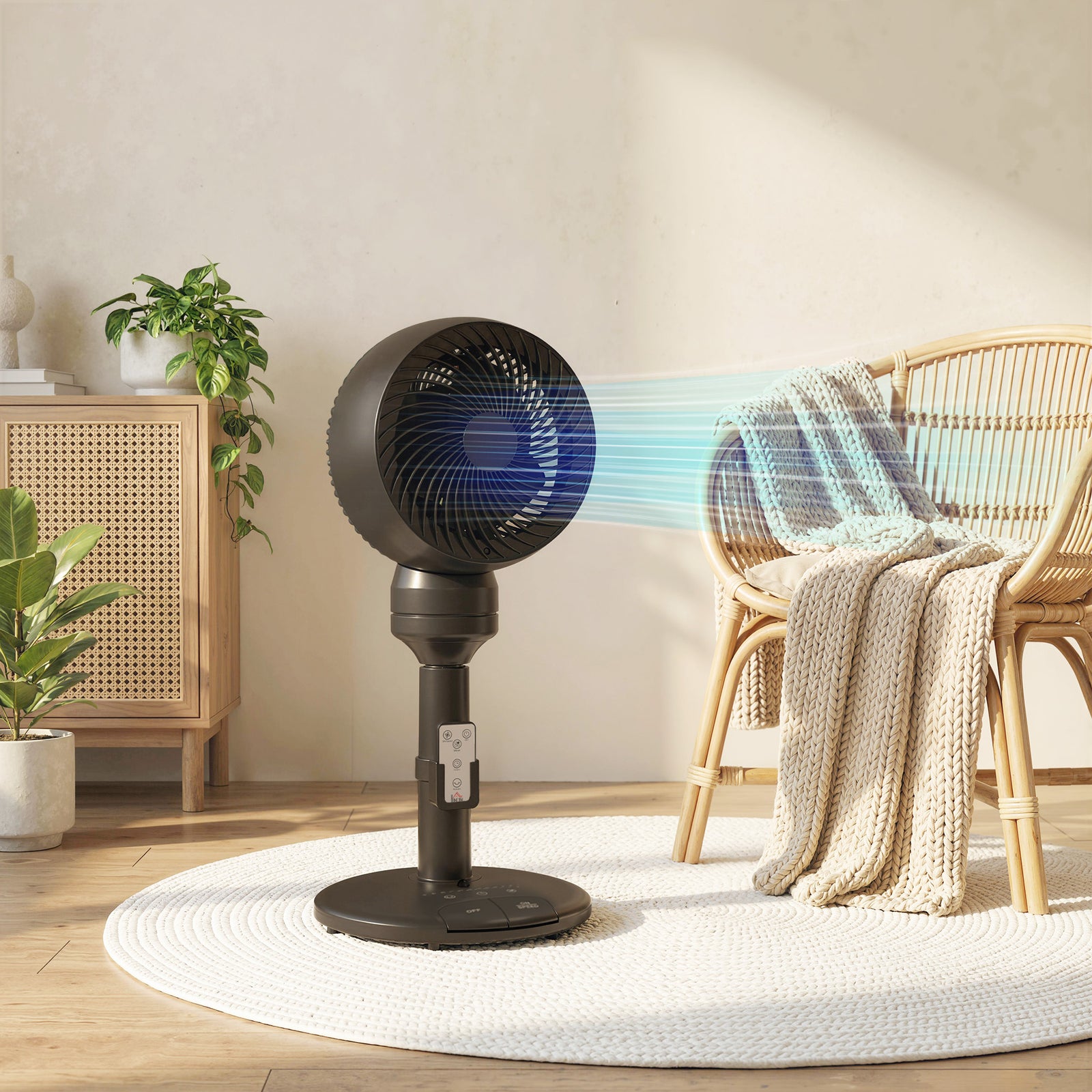 9" Pedestal Cooling Fan With Adjustable Speed And Mode | Black