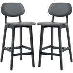Breakfast Bar Stools Set W/ Pu Leather Wood | Dark Gray