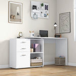 Computer Desk Table Workstation L Shape Drawer Shelf File | White