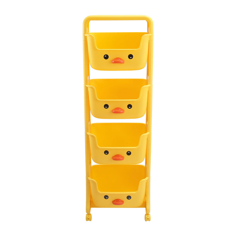 Mobile 4-tier Kids Toy Storage Rack Shelf
