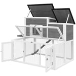 PawHut Wooden Rabbit Hutch, Outdoor Bunny Cage With Waterproof Roof