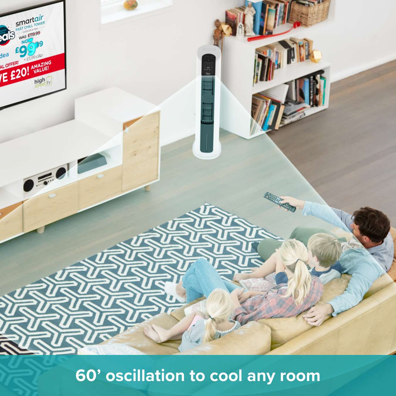 Fast Chill Tower - Evaporative Cooling Tower Fan With Water Tank | 7l | White