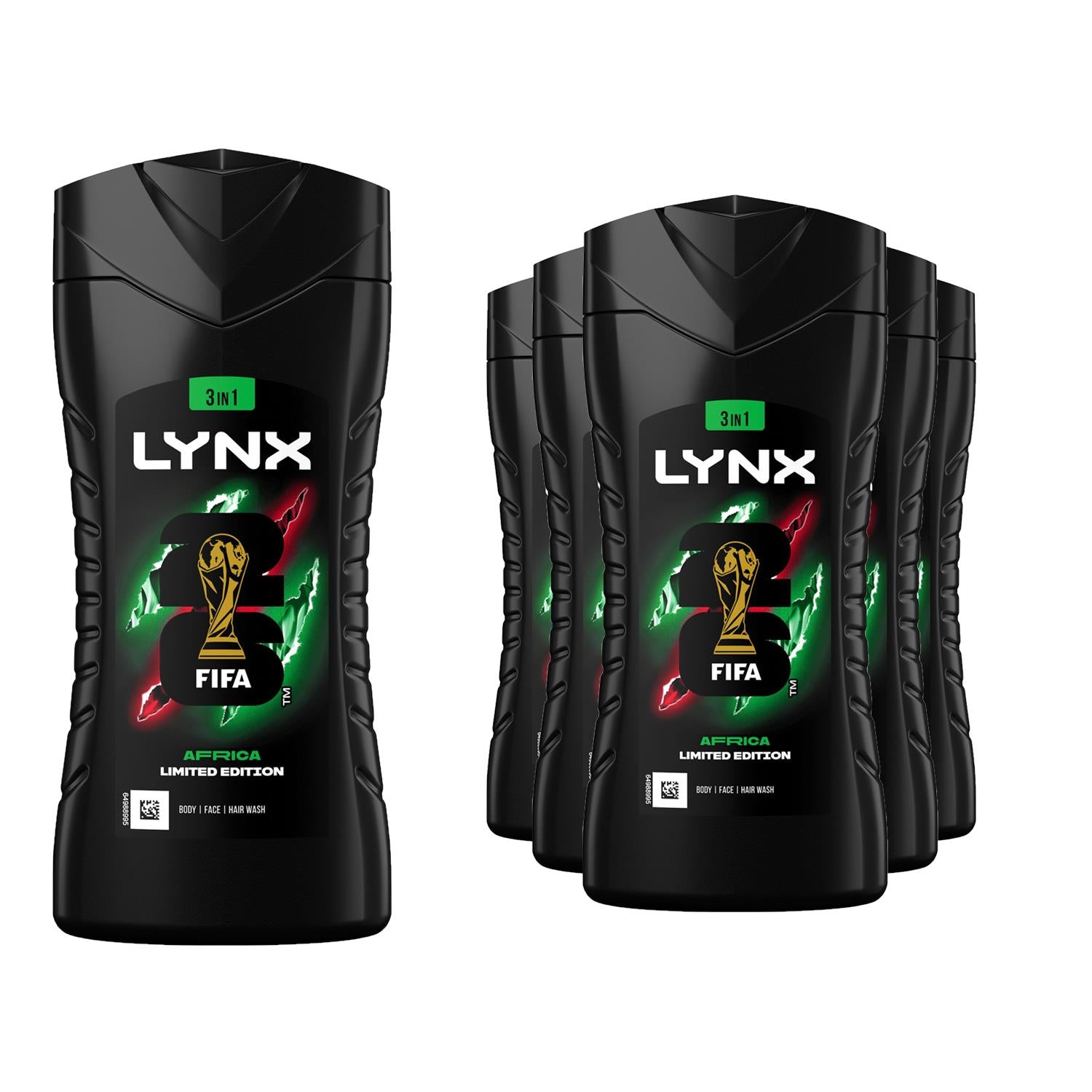 Limited Edition Fifa Africa 3in1 Body Wash 12h Refreshing Fragrance 225ml, 6 Pk
