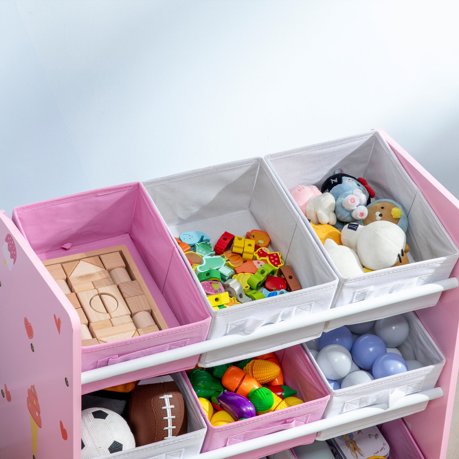 Storage Unit W/9 Removable Storage Baskets For Nursery Playroom | Pink