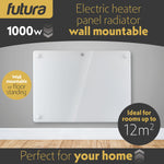 Electric Panel Heater White  Wall Mounted & Free Standing Glass Room Radiator With  Timer Thermostat Control Lot 20 | 1000w | White