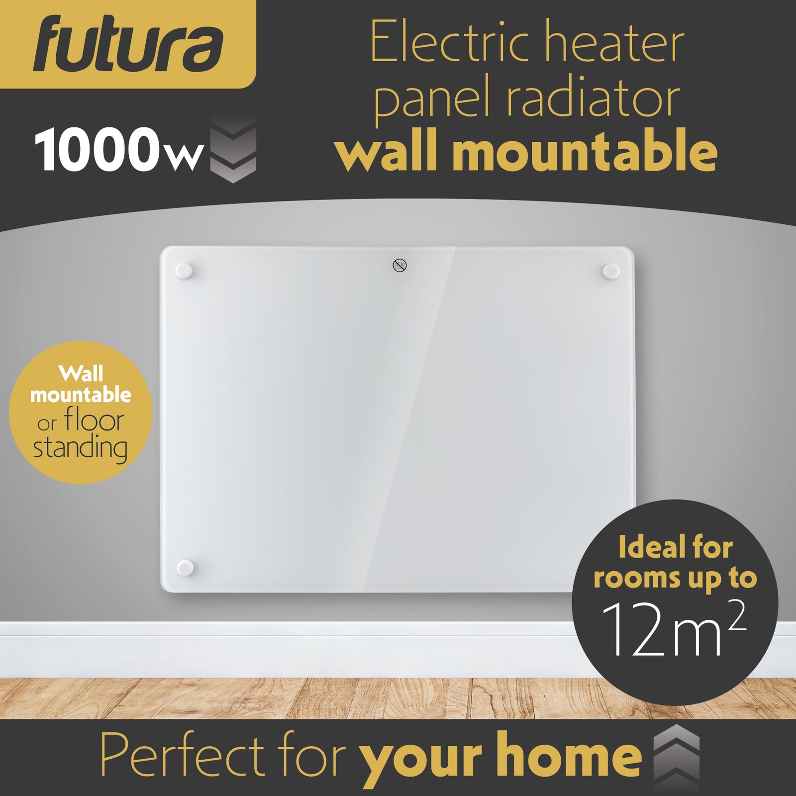 Electric Panel Heater White  Wall Mounted & Free Standing Glass Room Radiator With  Timer Thermostat Control Lot 20 | 1000w | White