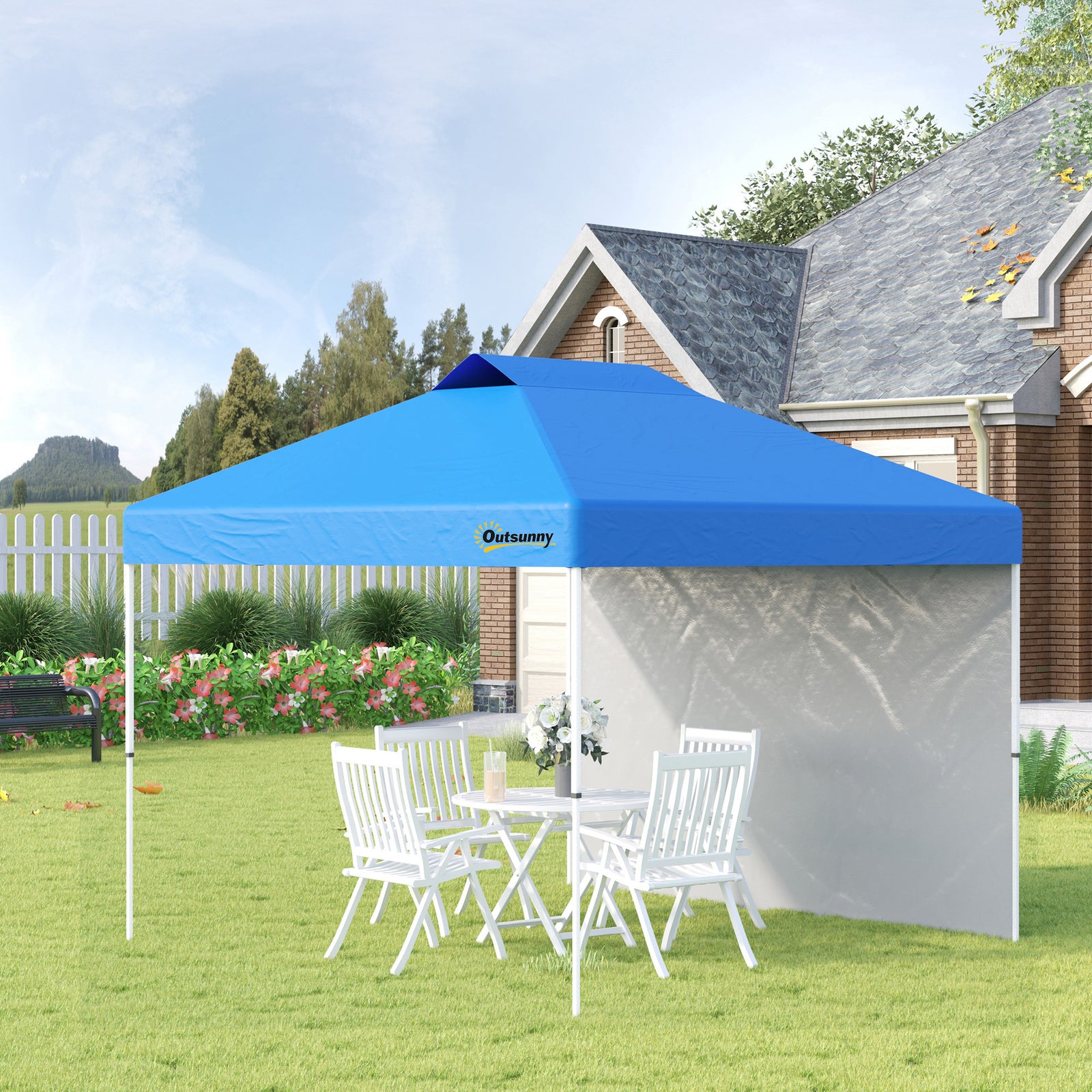 3x3metre Pop Up Gazebo Canopy Tent With 1 Sidewall Carry Bag