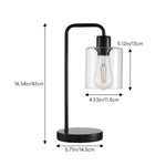 Black Iron Table Lamp With Clear Glass Shade – Touch Control, 3 Brightness Levels & Usb/type-c Charging Ports
