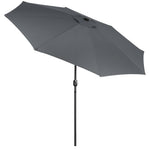 3m Garden Parasol Adjustable Tilting Parasol With Crank Handle For Outdoor Garden Patio Camping Without Base | One Size | Grey
