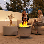 Stainless Steel Fire Pit W/ Grill, Silver