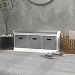 Shoe Bench With Seat With Fabric Drawers Shoe Storage Bench | One Size | White
