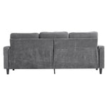 Grey Chenille 3-seater Sofa With Ottoman – Metal Rivets, Cup Holders & Side Pockets, Wooden & Iron Frame