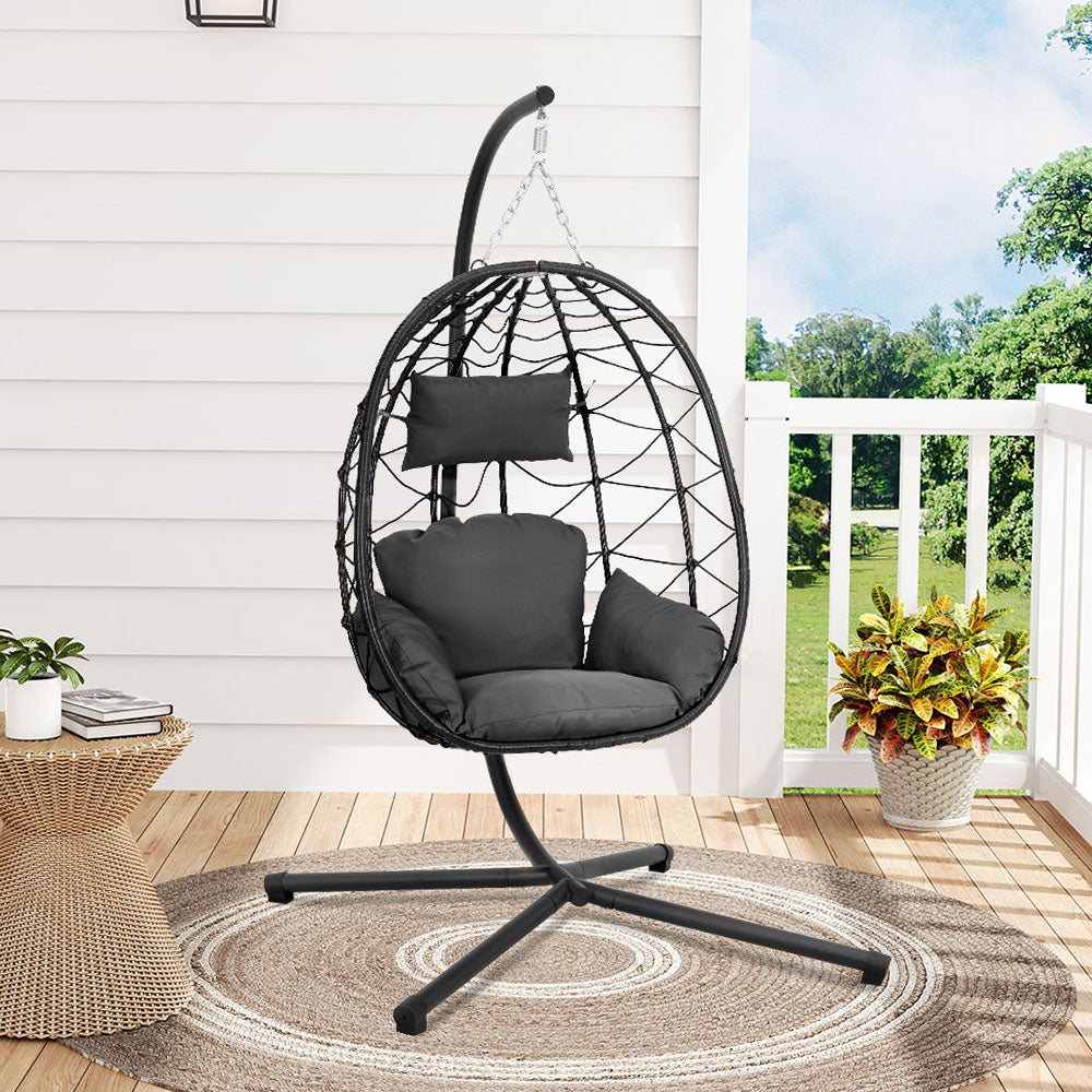 Hanging Chair With Stand And Padded Cushion