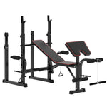 Folding Weight Bench W/ 2 Barbell Rack And Preacher Curl