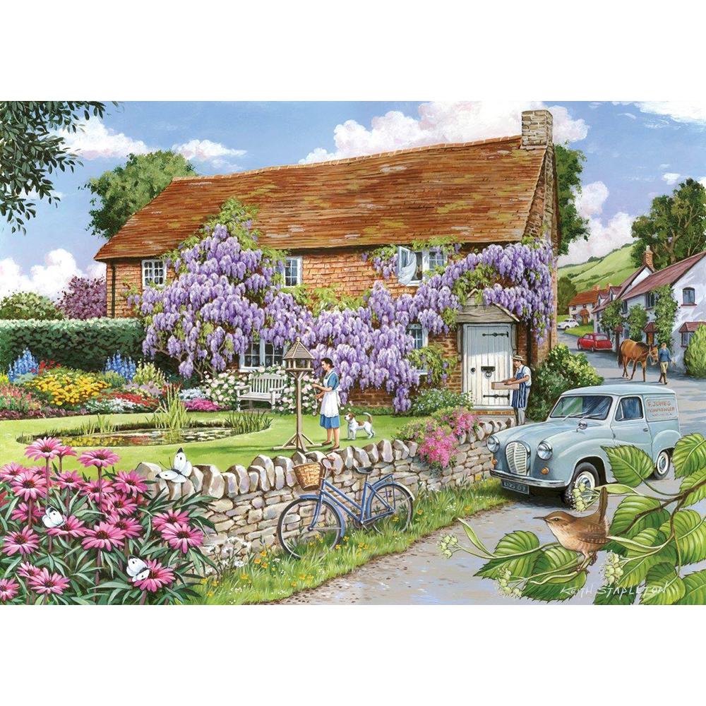 The House of Puzzles Wisteria Cottage - Big 250 Piece Jigsaw Puzzle For Adults & Kids, With Extra Large Pieces