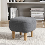Teddy Fleece Footstool With Rubberwood Legs & Felt Pads | Grey