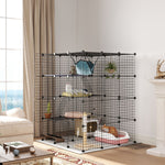 Diy Cat Cage Indoor, 4-tier Cat Enclosure W/ Hammock, Ramps, Doors, For 1-3 Cats