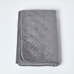 Paragon Diamond Pattern Geometric Velvet Bedspread | 200cm x 200cm | Dark Grey