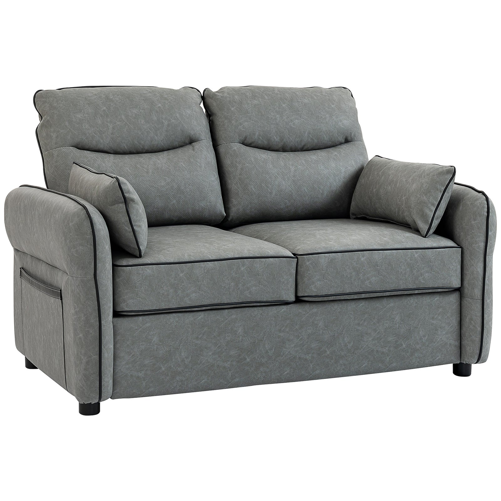 Modern Seater Sofa With Thick Cushion Side Pockets | M | Grey