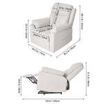 Ergonomic Chenille Single Sofa – Recline Up To 135°, Footrest, Side Pockets, Wood & Iron Frame | Beige