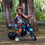 24v Kids Electric Motorbike With Twist Grip Throttle, Music, Horn | Blue