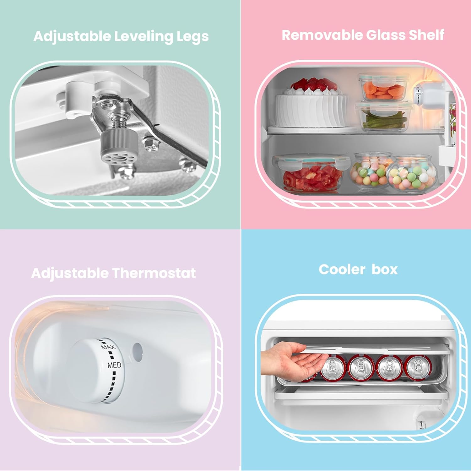 93l Compact Multi-layer Fridge With Cooler Box, 3 Removable Glass Shelves & Reversible Door | White