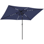 3 X 2 M Garden Parasol Umbrella With Light, Outdoor Patio Umbrella | Navy Blue