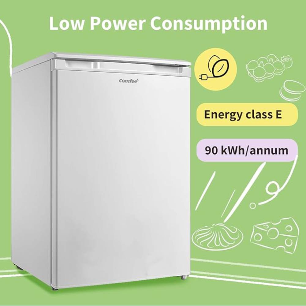 Comfee 131l Under Counter Fridge, Large Capacity Refrigerator With Light, 3 Removable Shelves & Crisper Drawer